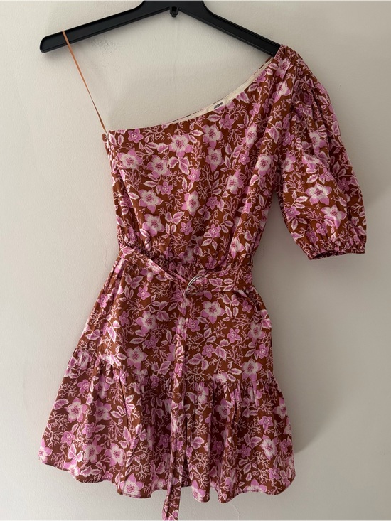 Jason Wu Dresses & Skirts - Jason Wu One Shoulder Dress Puff Sleeve Floral Tiered Rust Pink Size Medium